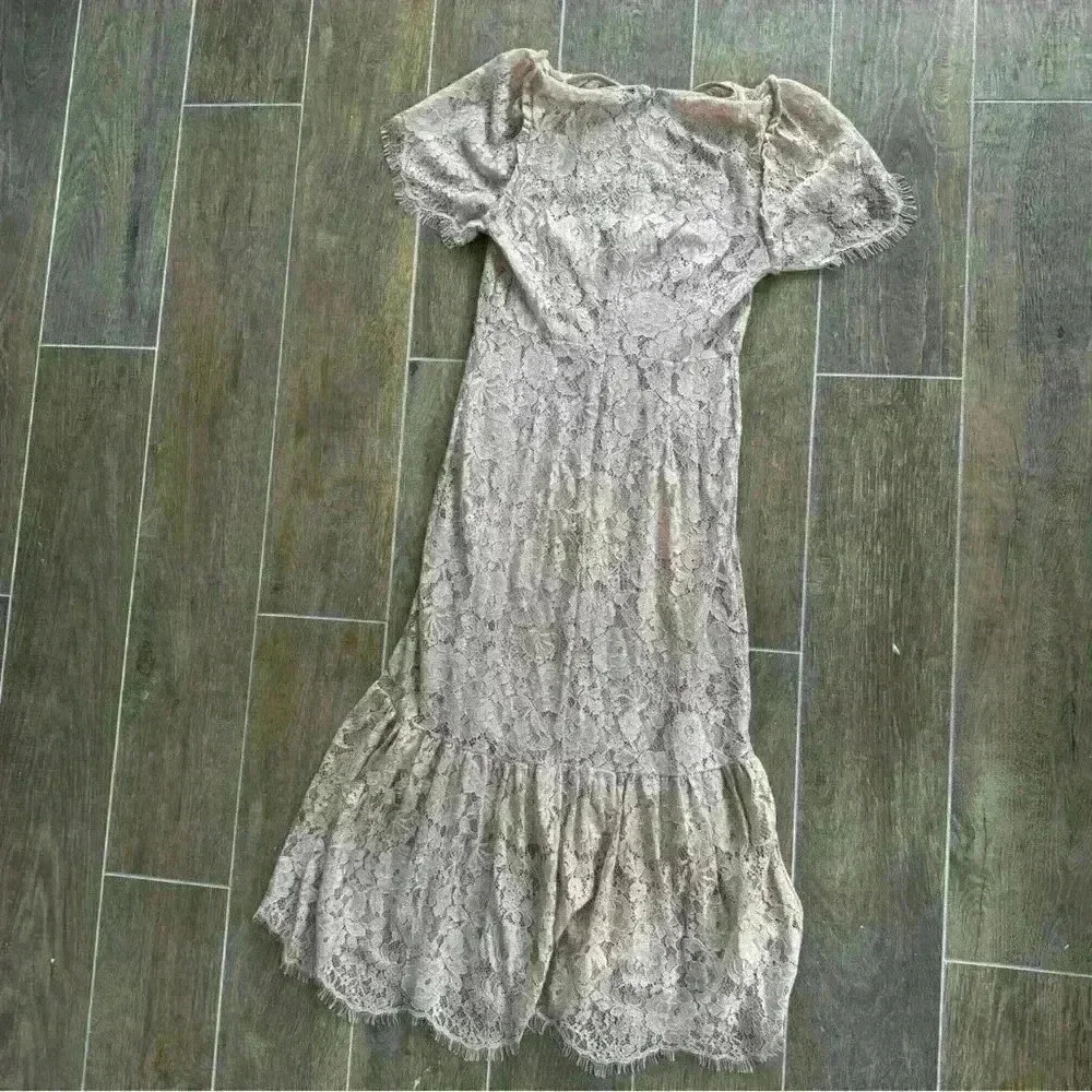 ZARA pink lace maxi long dress- Perfect for Bridesmaids or wedding - zip up back - Picture 7 of 9